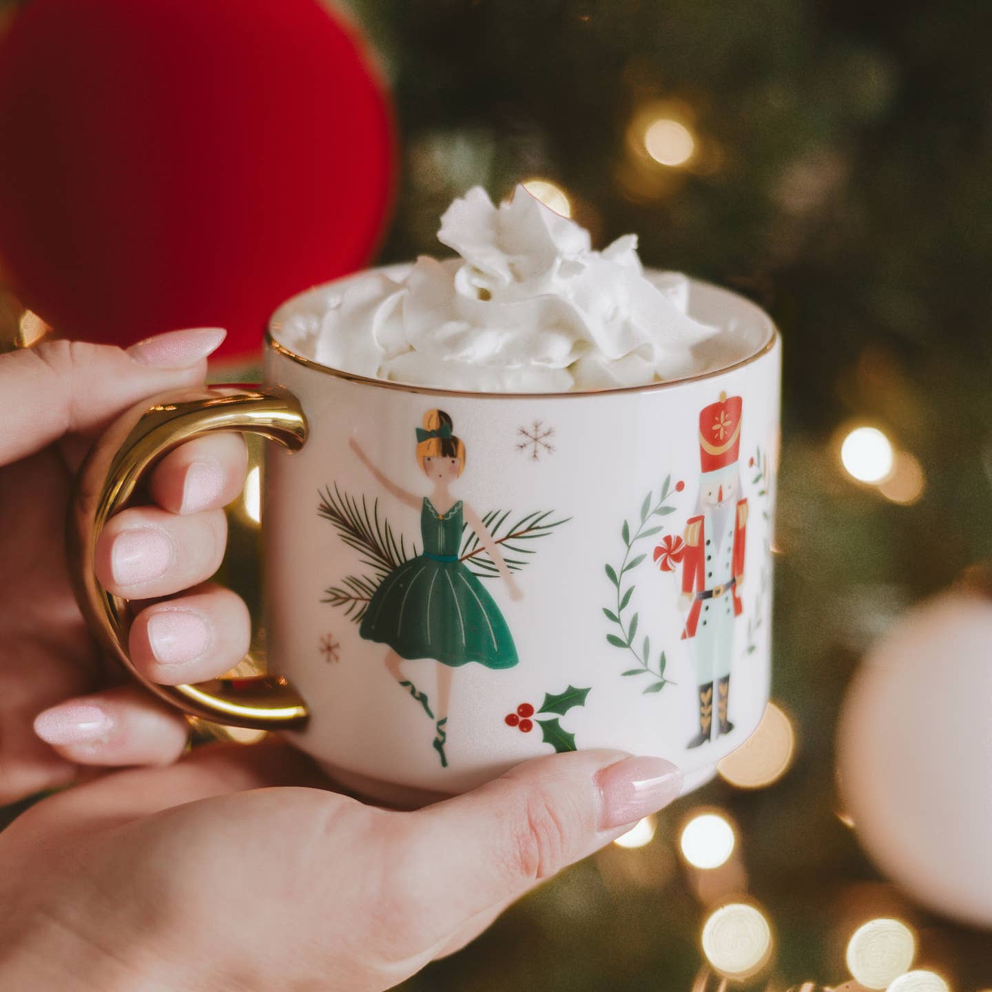 Nutcracker 14oz Mug – Holiday Coffee Mug with Gold Handle | Christmas Gift