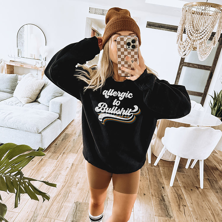 Allergic To Bullshit Retro Crewneck Sweatshirt