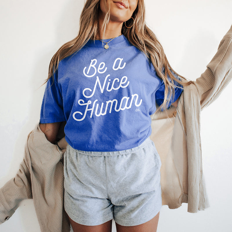 Be A Nice Human Retro Heavyweight Tee