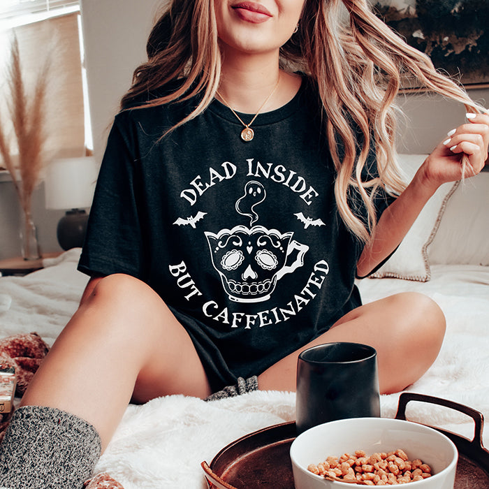 Dead Inside But Caffeinated Graphic Tee Shirt (Wholesale)