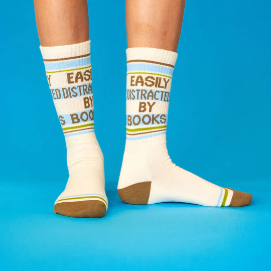 Easily Distracted By Books Socks – Funny Unisex Reader Gift