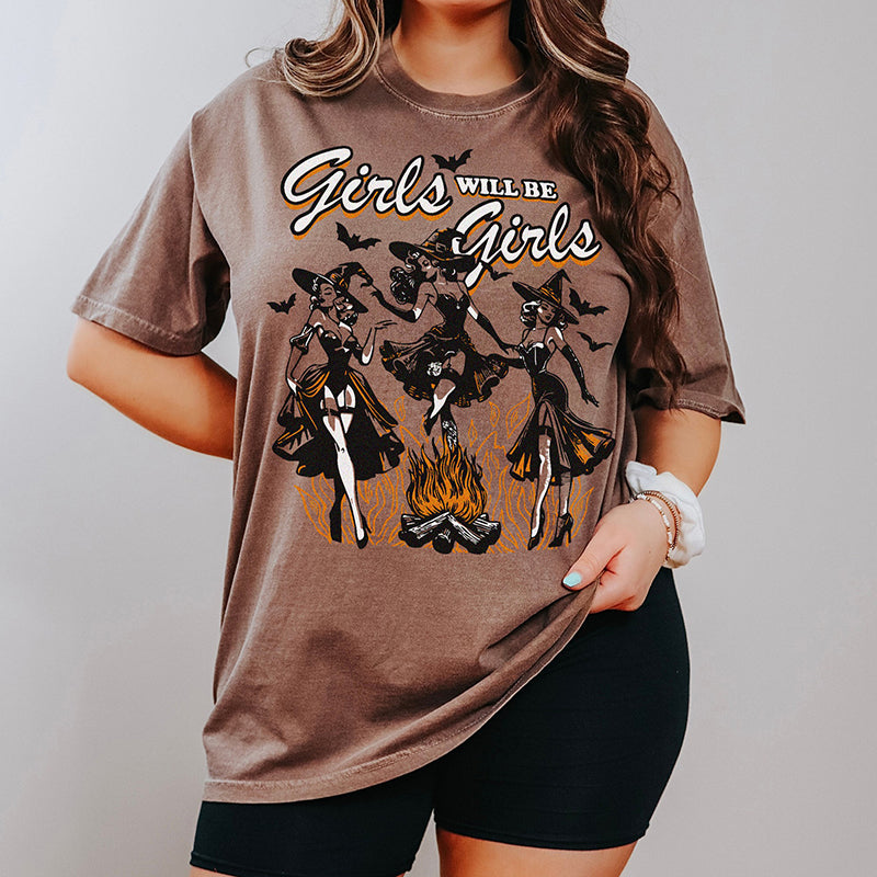Girls Will Be Girls – Witchy Halloween Graphic Tee