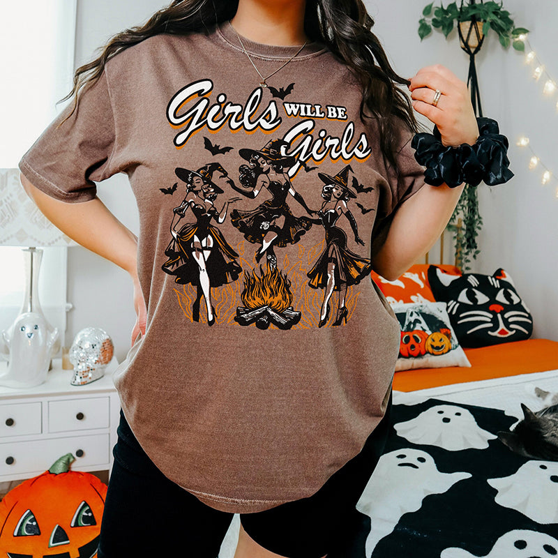 Girls Will Be Girls – Witchy Halloween Graphic Tee