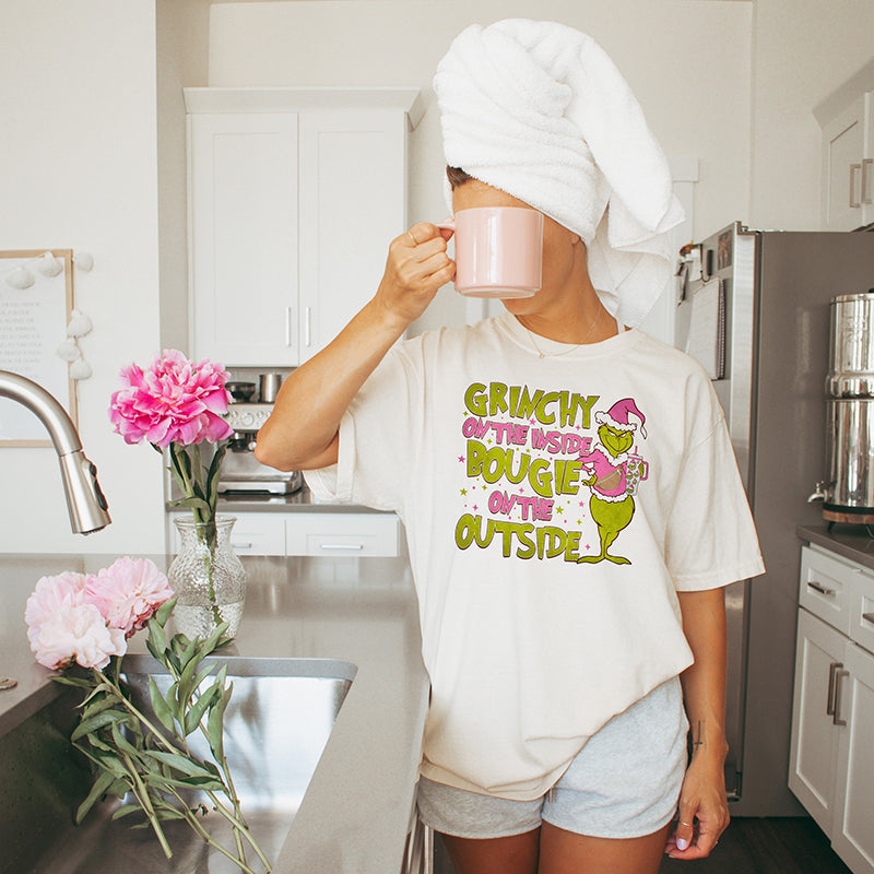 Grinchy On The Inside Bougie On The Outside Heavyweight Tee