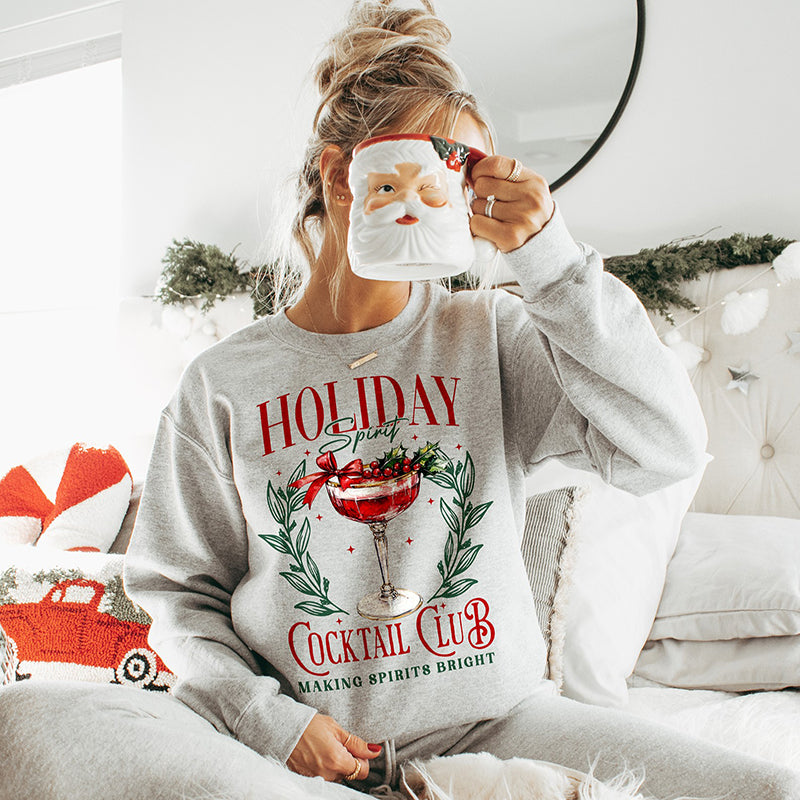 Holiday Spirit Cocktail Club Sweatshirt – Festive Unisex Pullover