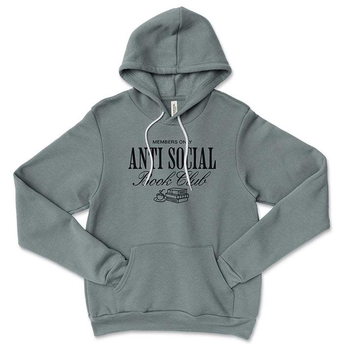 Blue storm Antisocial Book Club hoodie – cozy bookish sweatshirt with members only design for readers and introverts