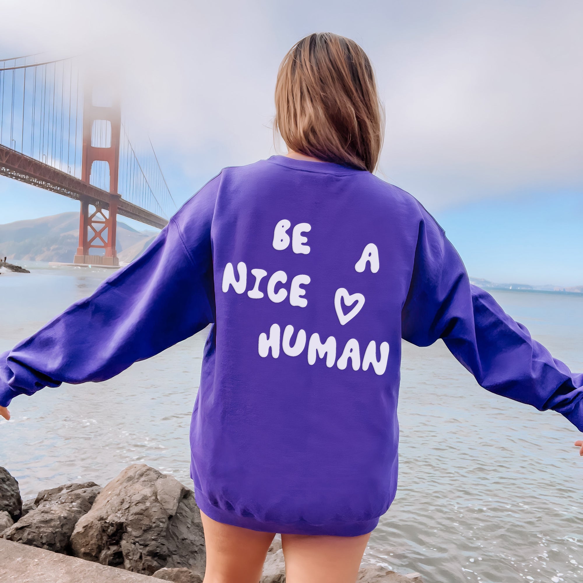 Be A Nice Human PUFF Crewneck Sweatshirt