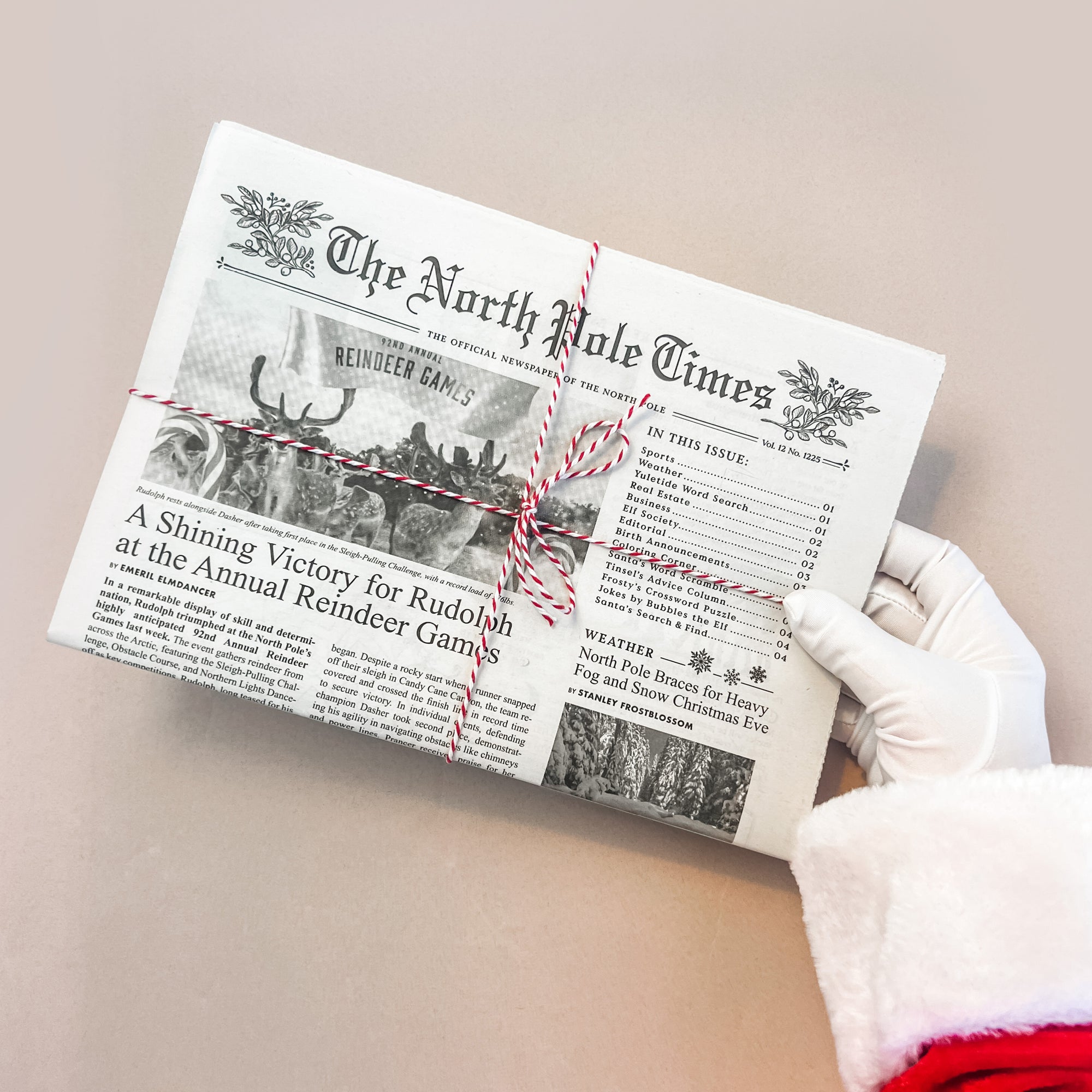 North Pole Times Holiday Gift Wrap – Novelty Newspaper Wrapping Paper | Christmas Elf Activity
