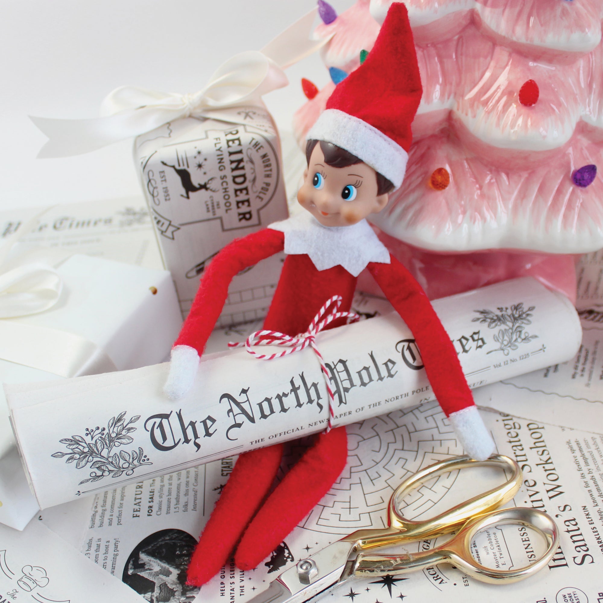 North Pole Times Holiday Gift Wrap – Novelty Newspaper Wrapping Paper | Christmas Elf Activity