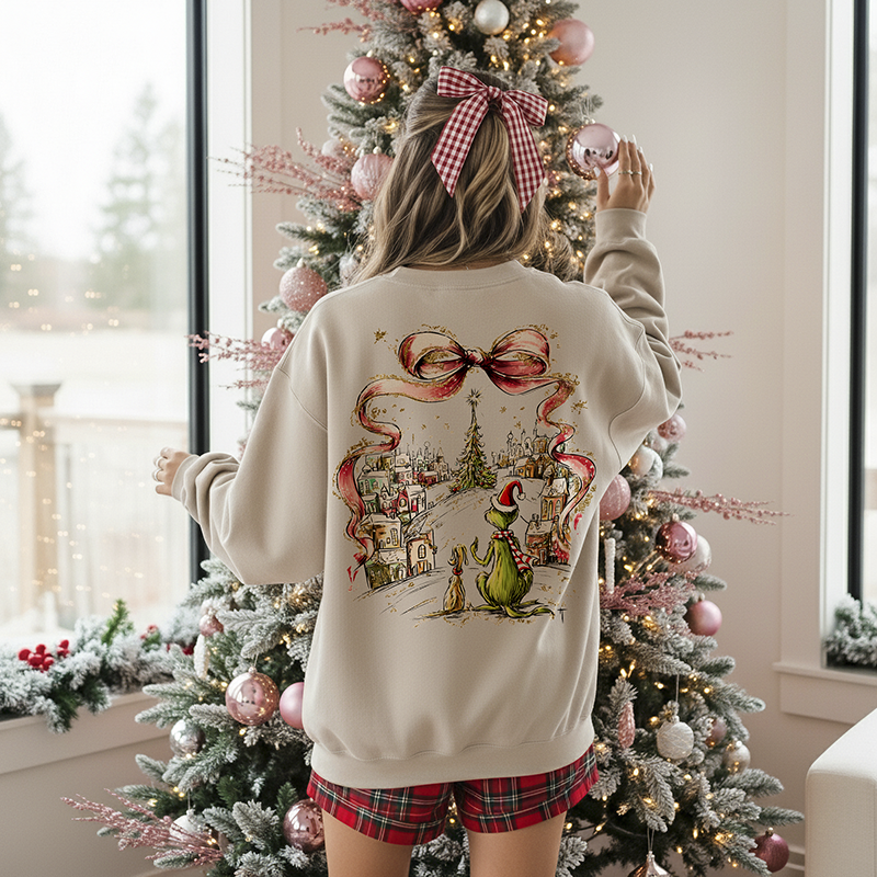 Pink Coquette Holiday Village Sweatshirt – Front or Back Print