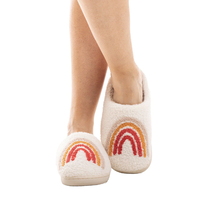 Rainbow Fuzzy Slippers