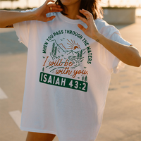 View of faith-based tee with Bible verse print — relaxed fit shirt for women and men