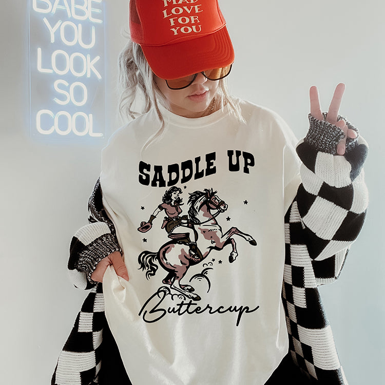 Saddle Up Buttercup Heavyweight Western Tee