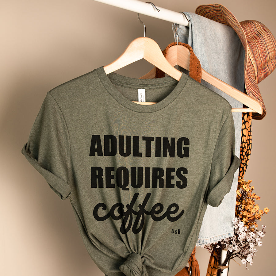 Adulting Requires Coffee Graphic Tee (Wholesale)