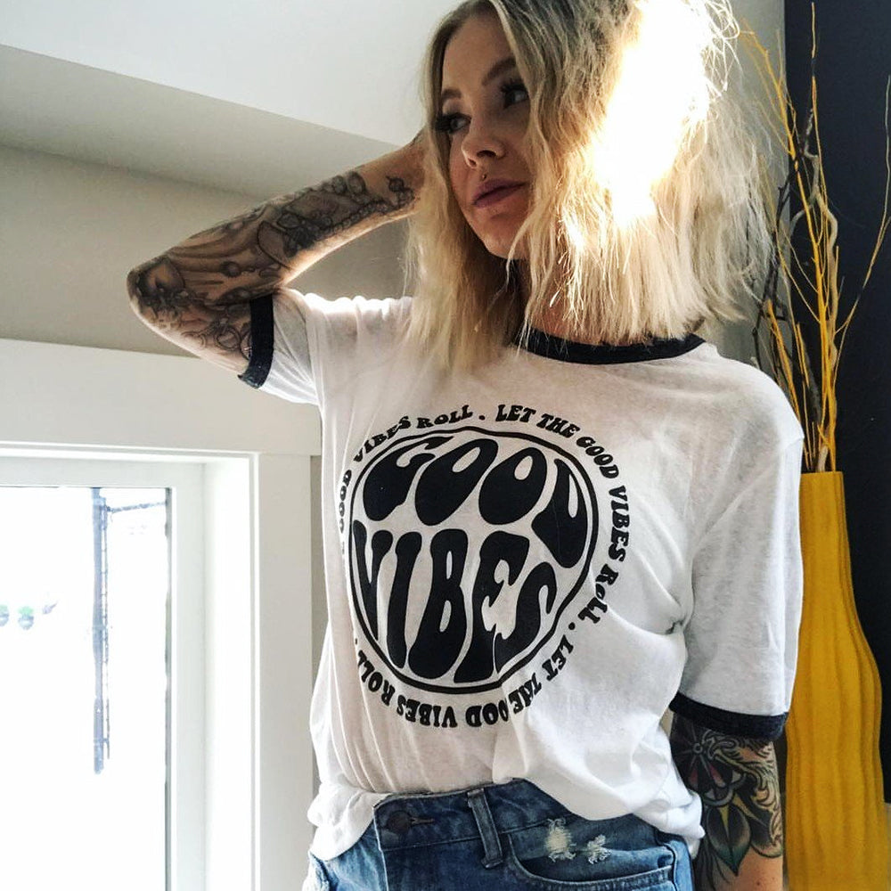 Good Vibes Ringer Tee (Wholesale)