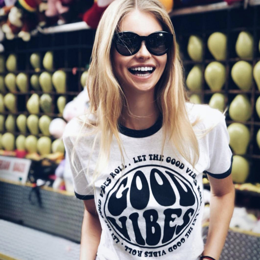 Good Vibes Ringer Tee (Wholesale)