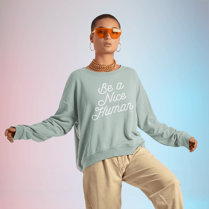 Be A Nice Human Crewneck Sweatshirt - Alley & Rae Apparel