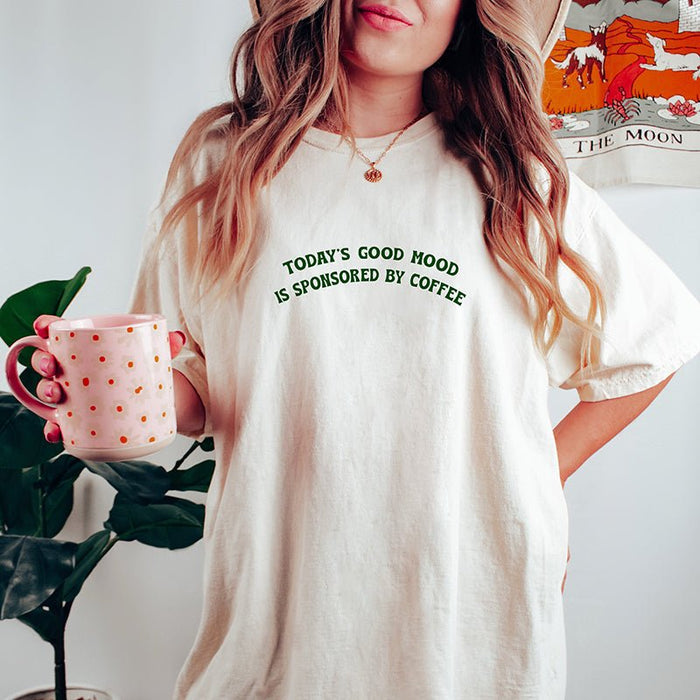 Good Mood Sponsored By Coffee Heavyweight Tee - Alley & Rae Apparel