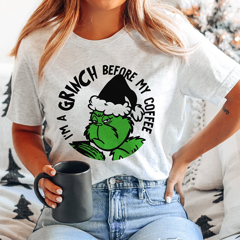Grinch Before Coffee Lightweight Tee - Alley & Rae Apparel