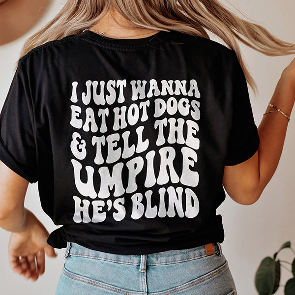I Just Wanna Eat Hot Dogs Lightweight Baseball Tee