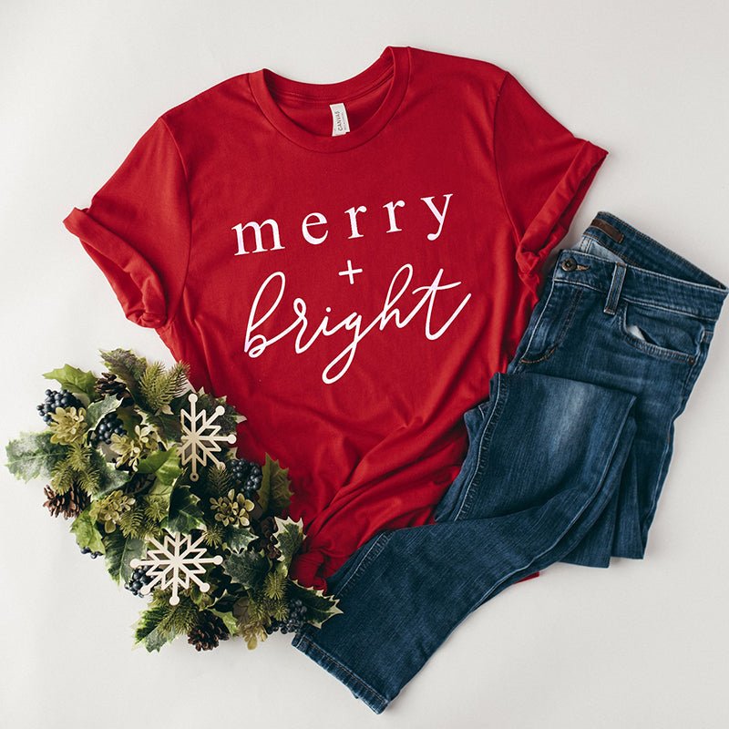 Merry + Bright Lightweight Christmas Tee - Alley & Rae Apparel