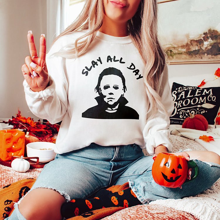 Slay All Day Halloween Crewneck Sweatshirt - Alley & Rae Apparel